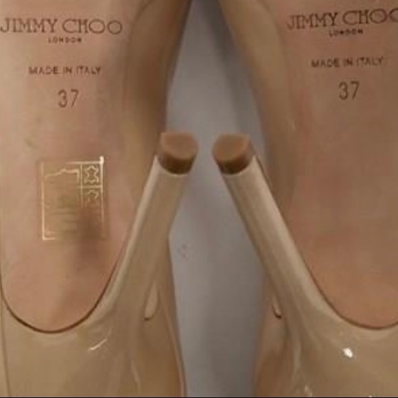 Jimmy Choo Peep-Toe Patent Nude Crown Pumps • Size: 37 - Picture 5 of 6